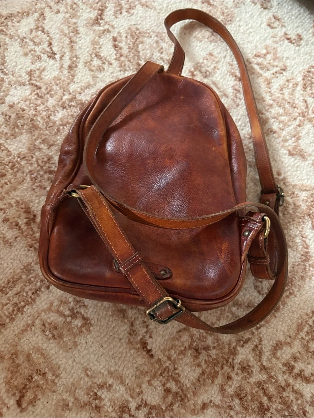 Bed Stu Dominique backpack leather purse . Small damage at lower corner. - Picture 3 of 9